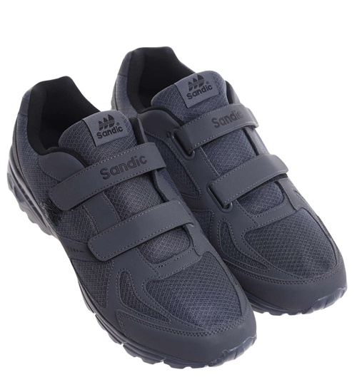 Szare męskie buty sportowe na rzepy Sandic Duże rozmiary /G5-1 18117 T678/