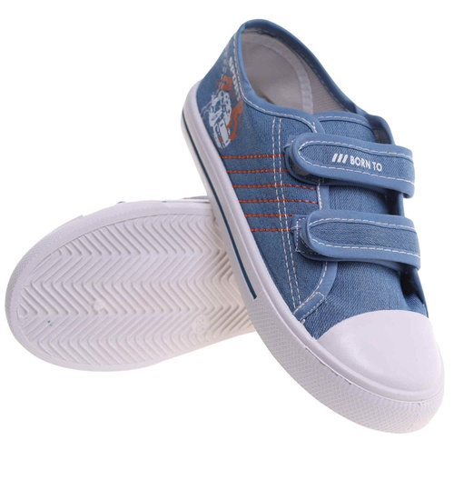 Niebieskie tenisówki chłopięce na rzepy /E3-1 18029 T189/