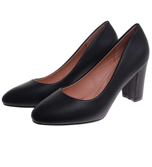 Czarne czółenka na słupku / H2 D8-2 17749 G157/