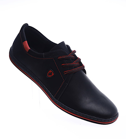 Sznurowane półbuty męskie Czarne /G1-1 14226 S593/
