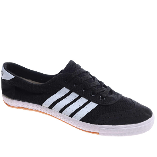 Czarne materiałowe trampki halówki chłopięce wiązane /D5-1 17650 T137/