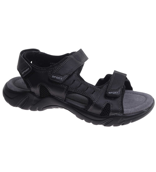 Czarne męskie sandały na rzep /G5-1 17619 T431/