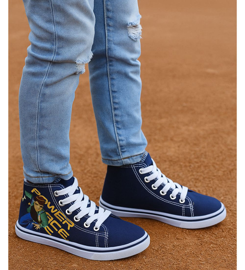 Sznurowane granatowe trampki chłopięce /B2-1 7550 S097/