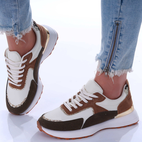 Sznurowane damskie buty sportowe /E8-2 17331 T232/