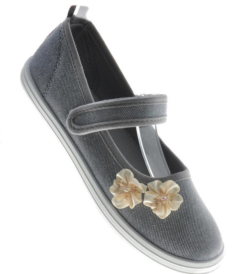 Dziewczęce szare tenisówki z paseczkiem /C3-1 9195 S292/