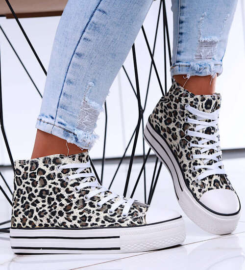 Wysokie trampki damskie na platformie Panterka /D9-2 16741 G9-84/