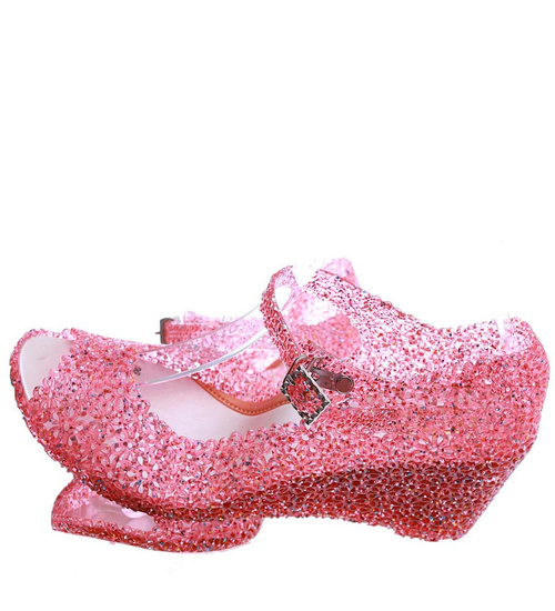 Plażowe sandały meliski na koturnie Ciemny Róż otwarte /H2 14569 T890/