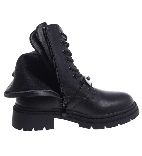 Czarne ocieplane botki trapery /K3-3 18532 W384/
