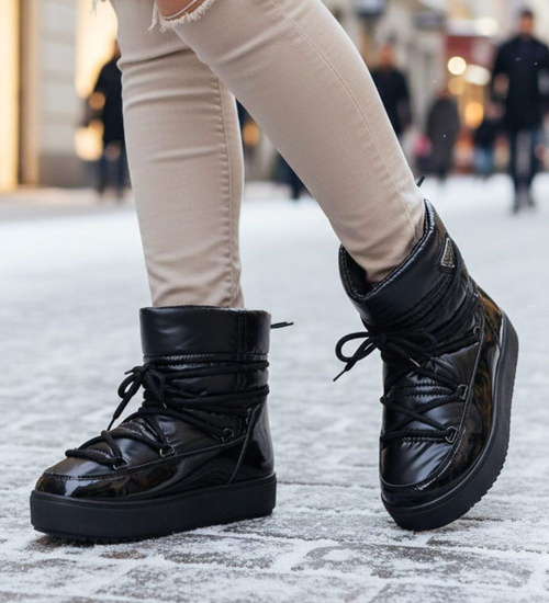 Ocieplane śniegowce damskie Czarne /A1-2 18569 W343/