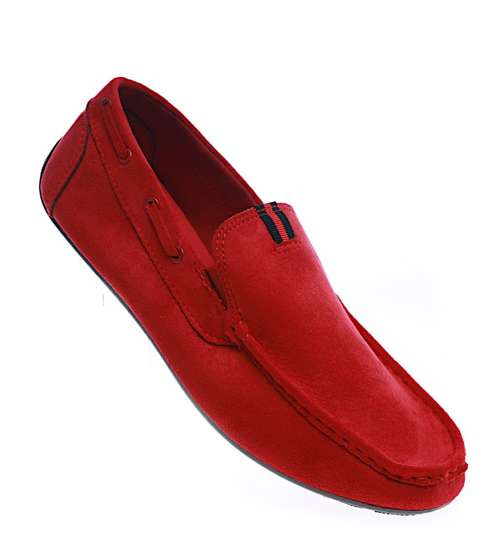 Wsuwane męskie półbuty Czerwone /F8-3 13726 T494/