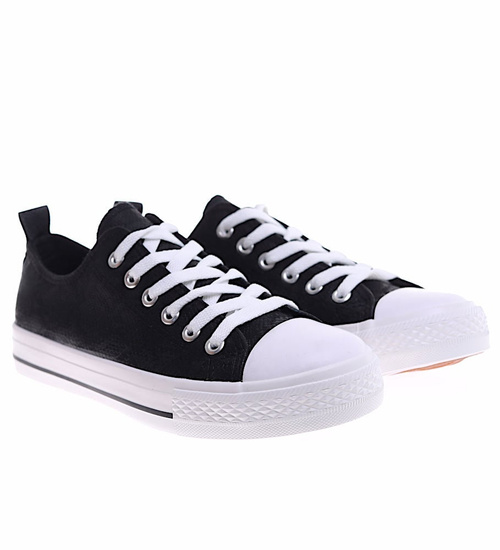 Czarne wiązane damskie trampki /G5-3 16404 G168/