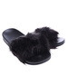 Czarne damskie klapki gumowe z futerkiem /A4-2 14646 T157/