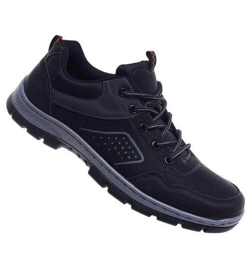 Szare sznurowane męskie buty trekkingowe /F9-1 18301 T484/