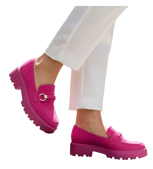 Fuksjowe półbuty mokasyny na platformie /D6-2 12698 T797/