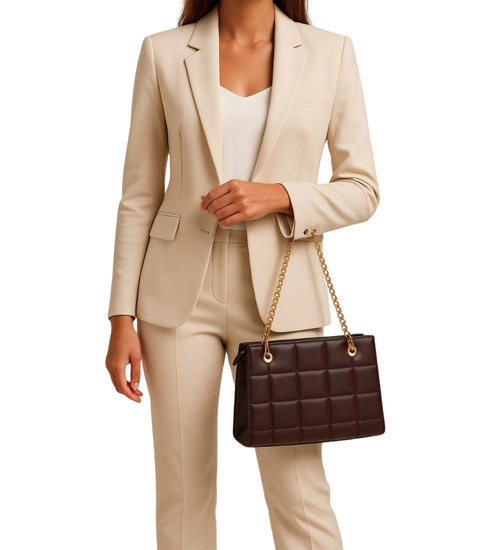 Brązowa torebka kuferek z łańcuszkiem i paskiem /H2 K28 TB672 G195/