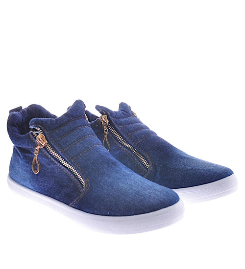 Jeansowe wsuwane trampki granatowe /G7-2 12448 T293/