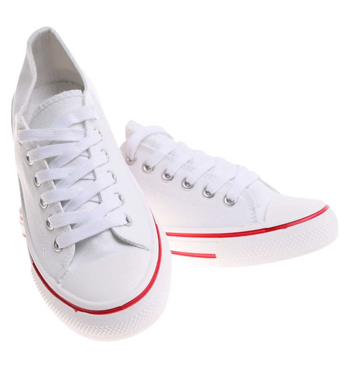 Klasyczne białe trampki sznurowane /G1-3 17978 T154/