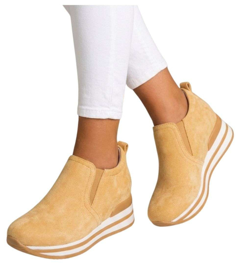 Zamszowe trampki sneakersy na koturnie /D5-3 18661 T10-5/