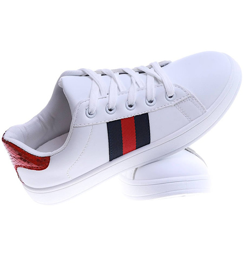 Wiązane białe trampki damskie /G13-3 14011 S291/