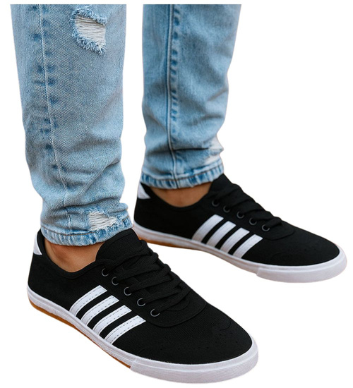 Czarne trampki halówki męskie Duże rozmiary /D3-1 18084 T230/