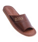 Skórzane męskie klapki domowe Brązowe /F9-1 14238 S196/