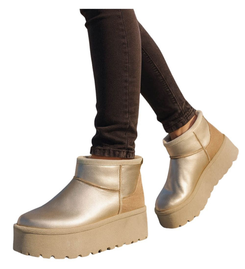 Krótkie kozaki śniegowce eskimoski Złote /A3-3 18605 T185/