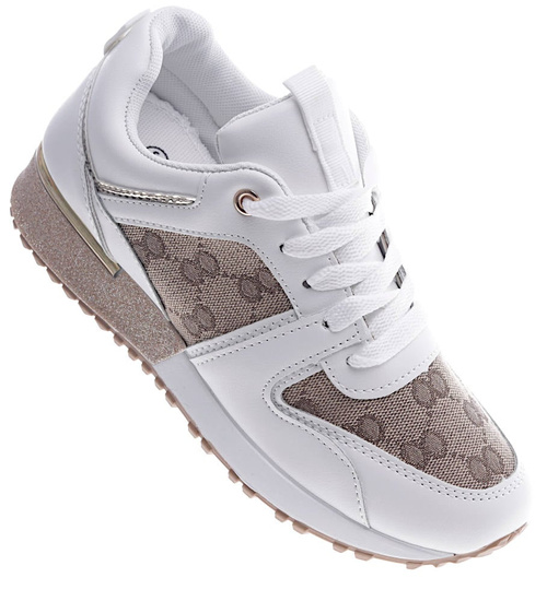 Sznurowane sneakersy na niskim koturnie /G1-2 13229 T502/