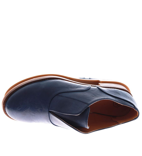 Wsuwane granatowe półbuty damskie /D9-2 15868 T198/