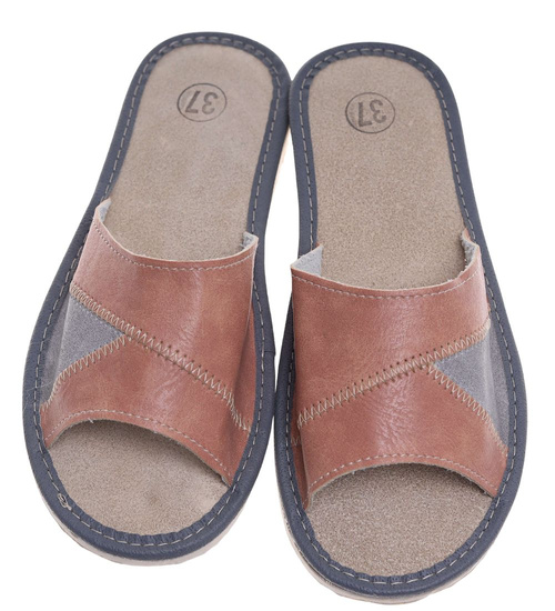 Szaro brązowe klapki domowe /G13-1 10934 S195/