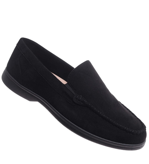 Buty męskie wsuwane czarne mokasyny /G2-1 17826 T288/