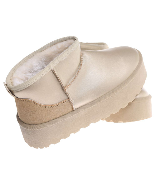 Krótkie kozaki śniegowce eskimoski Złote /A3-3 18605 T185/