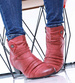 Damskie bordowe botki na niskim obcasie / G13-2 12778 T240/