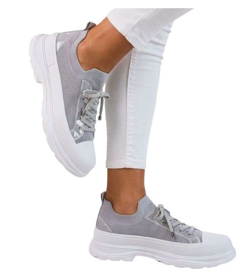 Szare trampki na platformie wsuwane /E10-3 18723 T7/