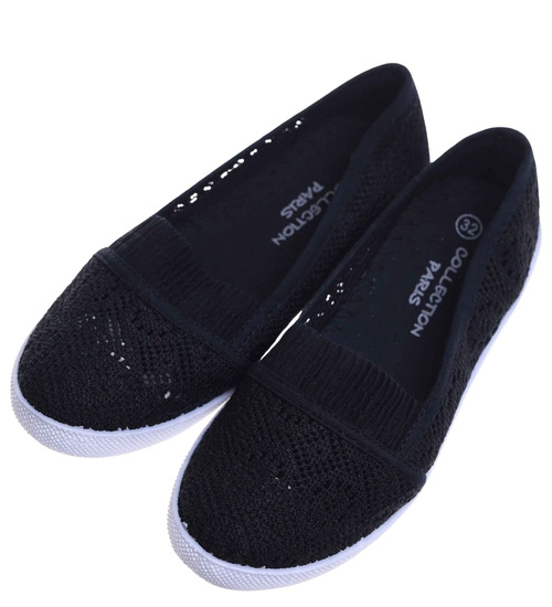 Czarne ażurowe tenisówki dziewczęce /E8-2 15833 T069/