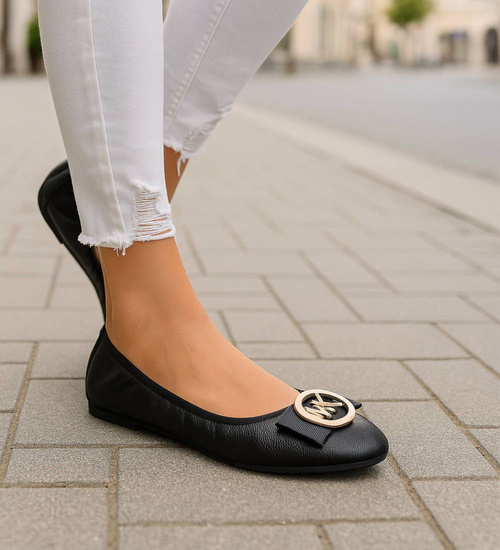 Baleriny damskie czarne elastyczne /H2 18478 W7-38/