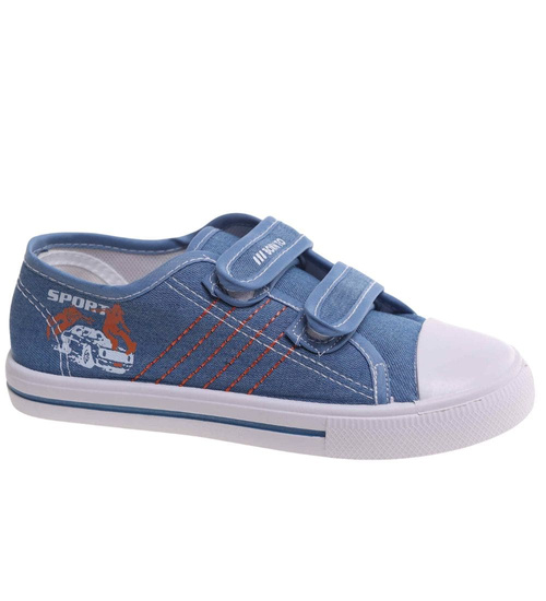 Niebieskie tenisówki chłopięce na rzepy /E3-1 18029 T189/