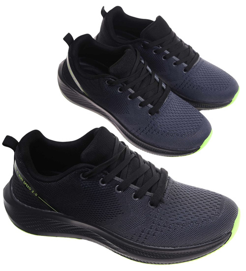 Sznurowane męskie szare buty sportowe /E10-1 18003 GF483/