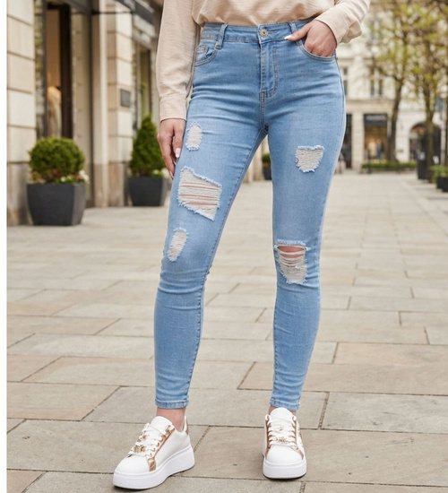 Niebieskie spodnie damskie rurki /H2 UB856 G300/