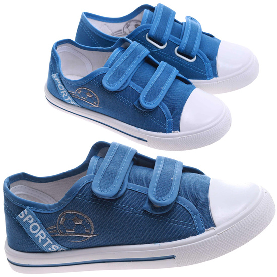 Niebieskie chłopięce tenisówki z tkaniny na rzepy /D8-1 17432 T187/