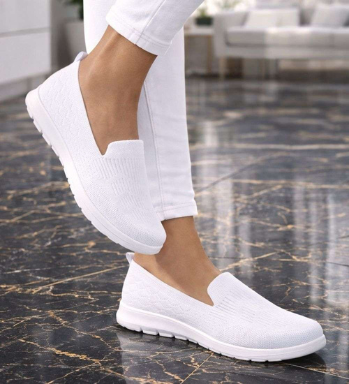 Wkładane białe damskie buty sportowe /F7-2 14150 T234/