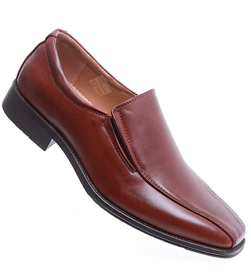 Wsuwane męskie brązowe półbuty mokasyny /E3-2 15498 T251/