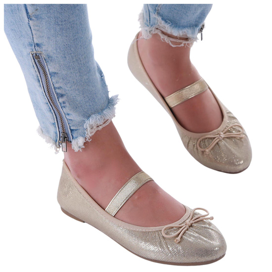 Wiosenne złote baleriny z gumką /E8-2 17362 G182/