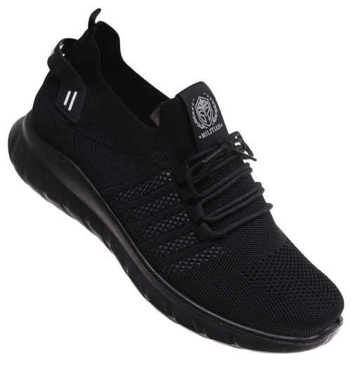 Wkładane czarne męskie buty sportowe Duże rozmiary /G8-1 17958 S374/