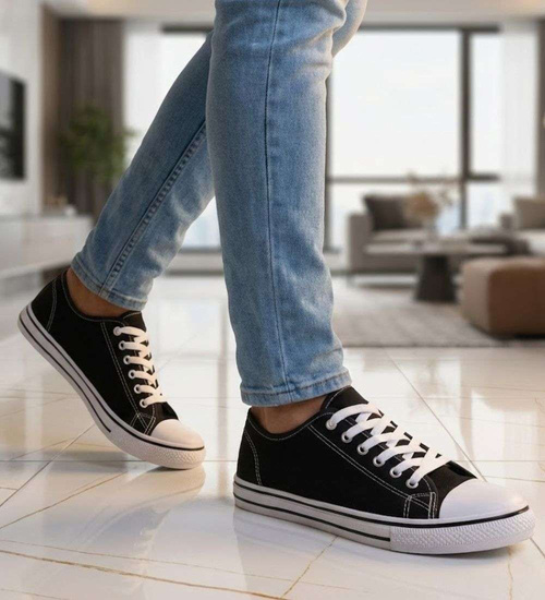 Czarne trampki z niską cholewką /C6-1 13757 T199/