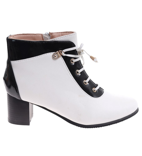 Ocieplane białe botki damskie /A5-1 16759 T130/