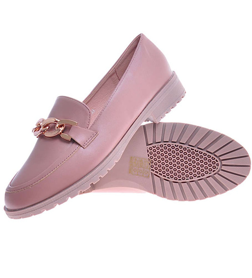 Cieliste półbuty oxfordy z łańcuchem /E10-2 11297 T428/