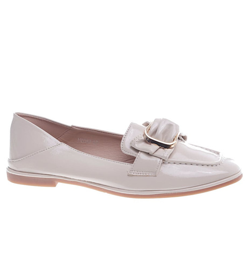 Beżowe balerinki lordsy /F6-2 13235 T277/