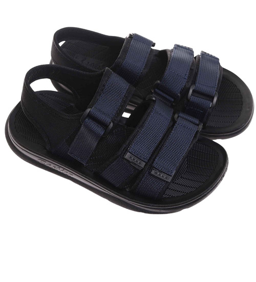 Granatowe chłopięce sandały na rzepy /C6-2 17893 T155/