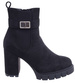 Czarne botki damskie na obcasie słupku /G13-3 18298 T388/
