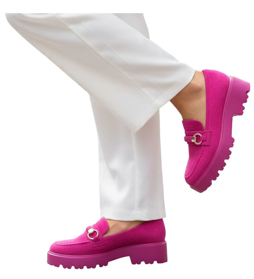 Fuksjowe półbuty mokasyny na platformie /D6-2 12698 T797/